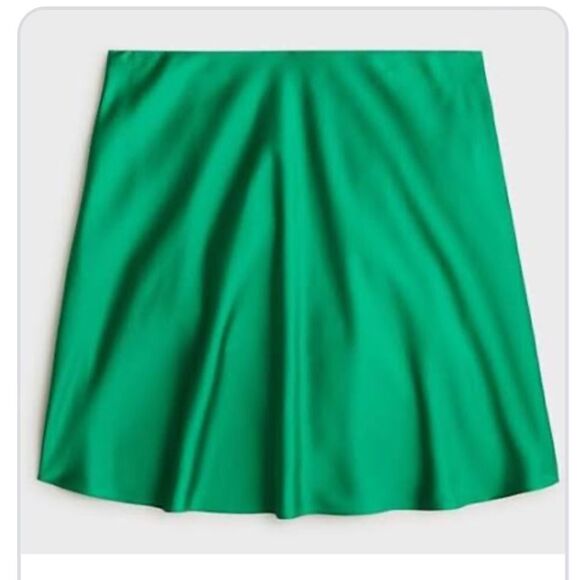 J Crew Gwen Brilliant Kelly Green Mini Slip Skirt - Picture 1 of 8